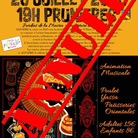 Soirée Africaine du 26 07 2025 annulée Soirée Africaine du 26 07 2025 annulée