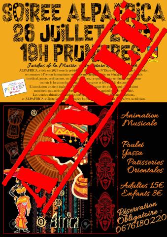 Soirée Africaine du 26 07 2025 annulée